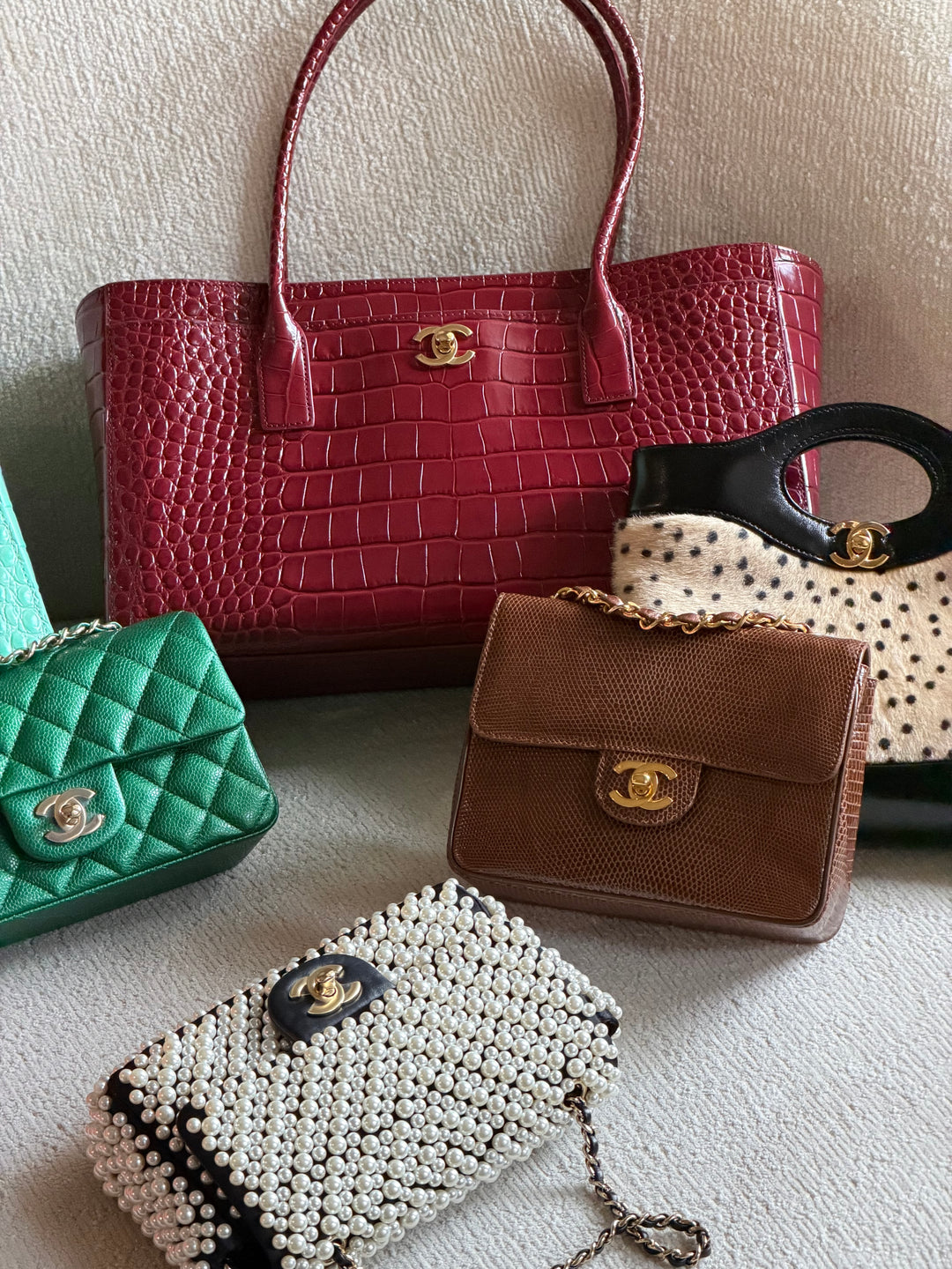 Chanel Small Shopping Bag Crocodile Embossed Calfskin Burgundy 2026
