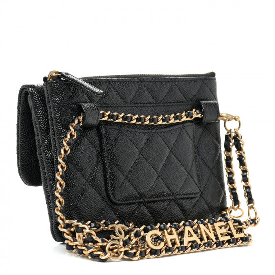 Chanel Black Shiny Caviar Pick Me Up Belt Bag