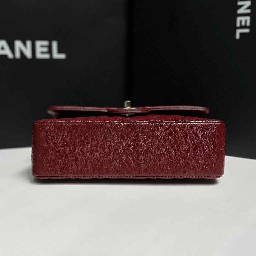Chanel 19b Burgundy Small Caviar Classic Flap