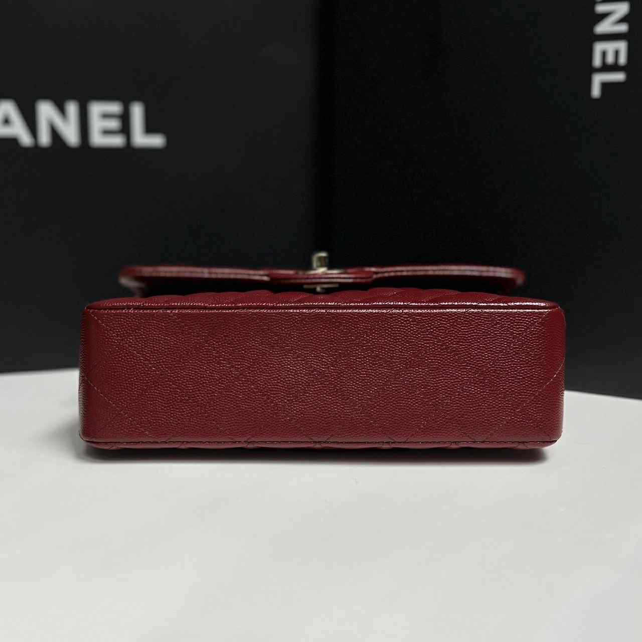 Chanel 19b Burgundy Small Caviar Classic Flap