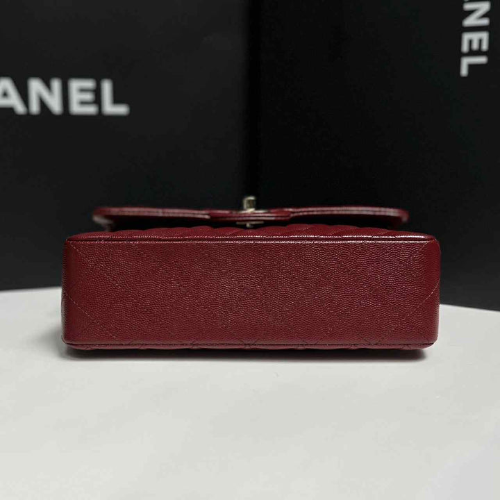 Chanel 19b Burgundy Small Caviar Classic Flap
