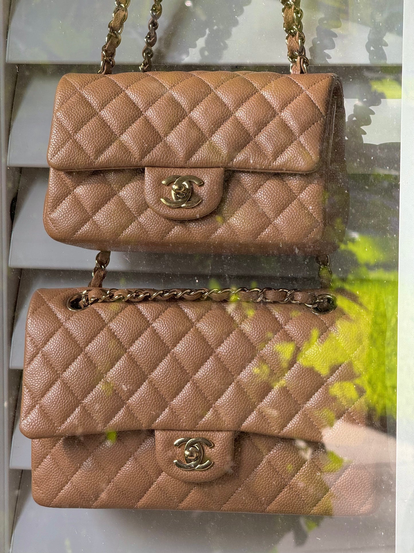 Chanel 18S Dark Beige Caviar Mini Flap Bag