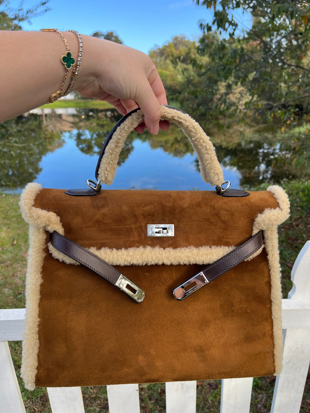 Hermes Shearling Teddy Kelly 35 PHW