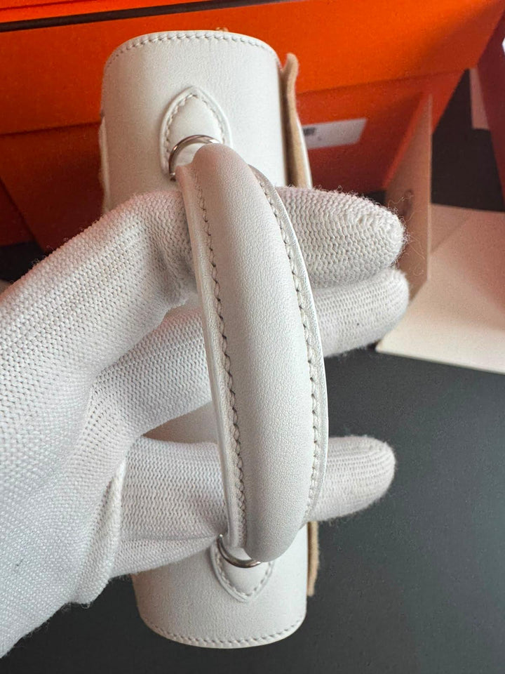 Hermès Mini Kelly Picnic Wicker New White Palladium Hardware 2020