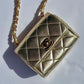 Chanel 1994 Vintage Metallic Gold Extra Mini Flap Bag