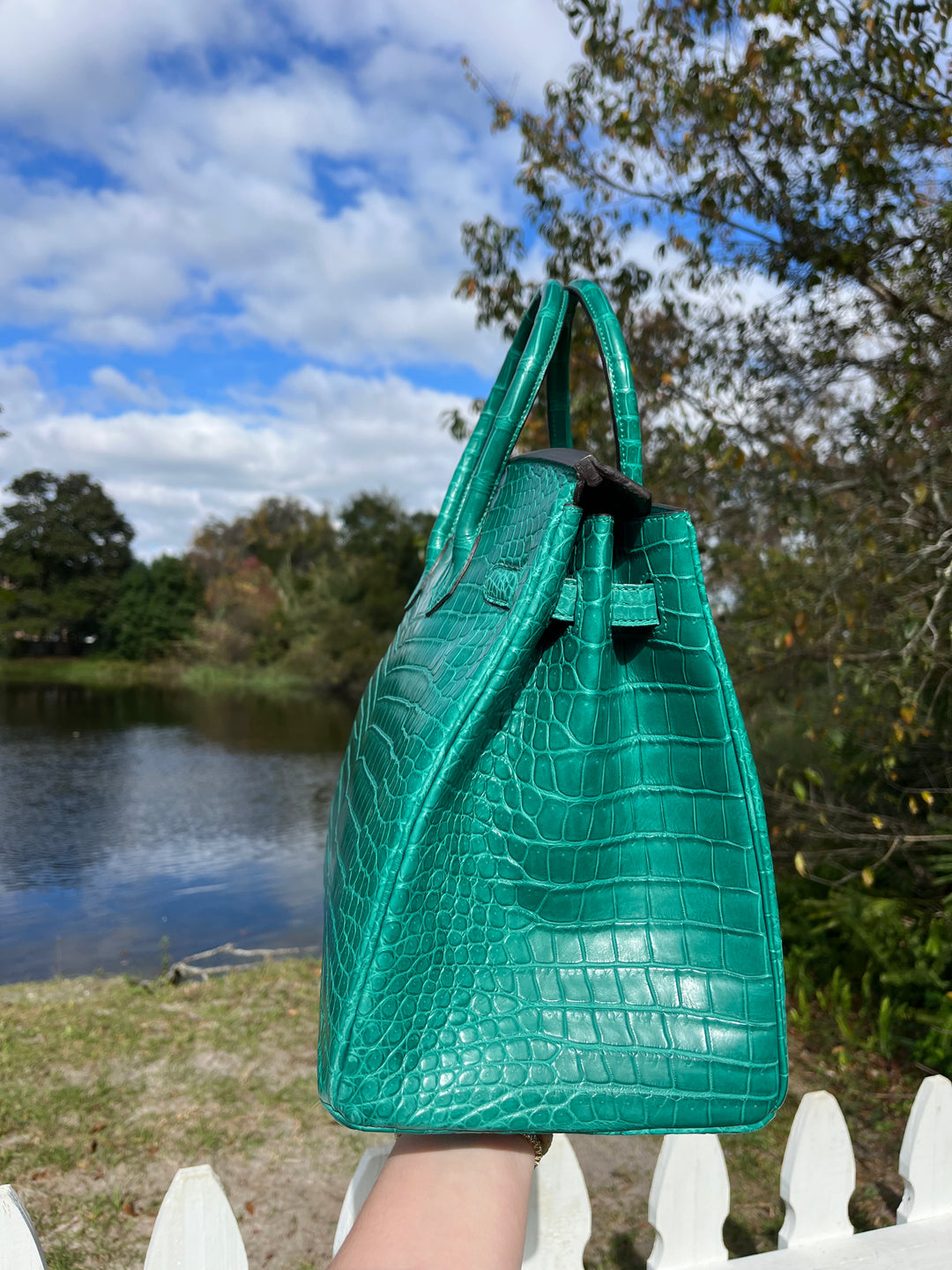 Hermes Malachite Matte Croc Birkin 35 PHW
