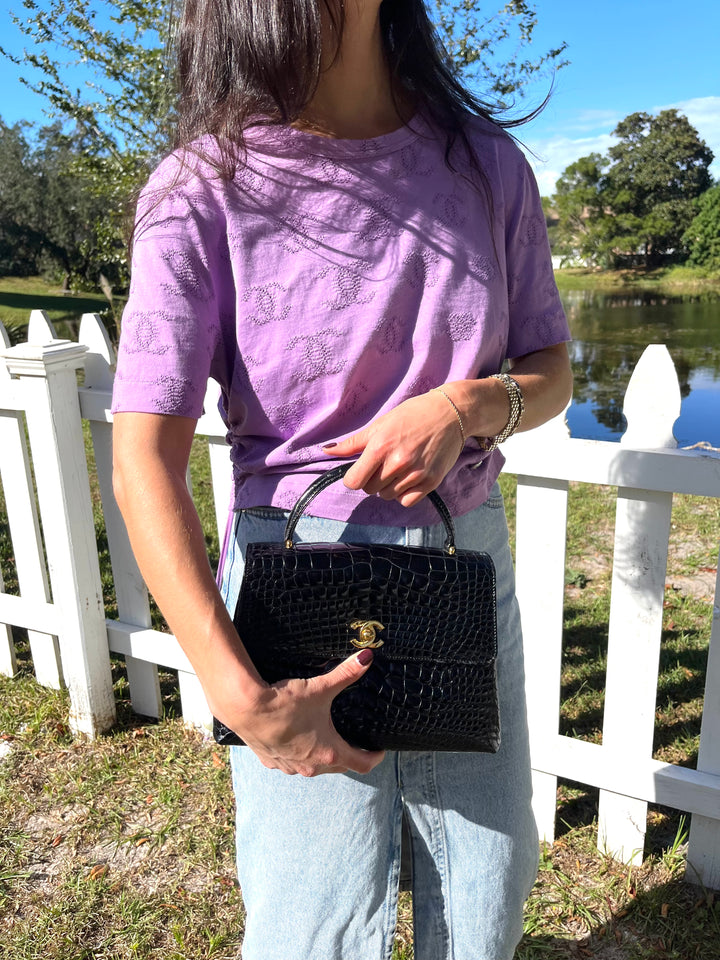 Chanel Vintage Small Crocodile Top Handle Flap Bag