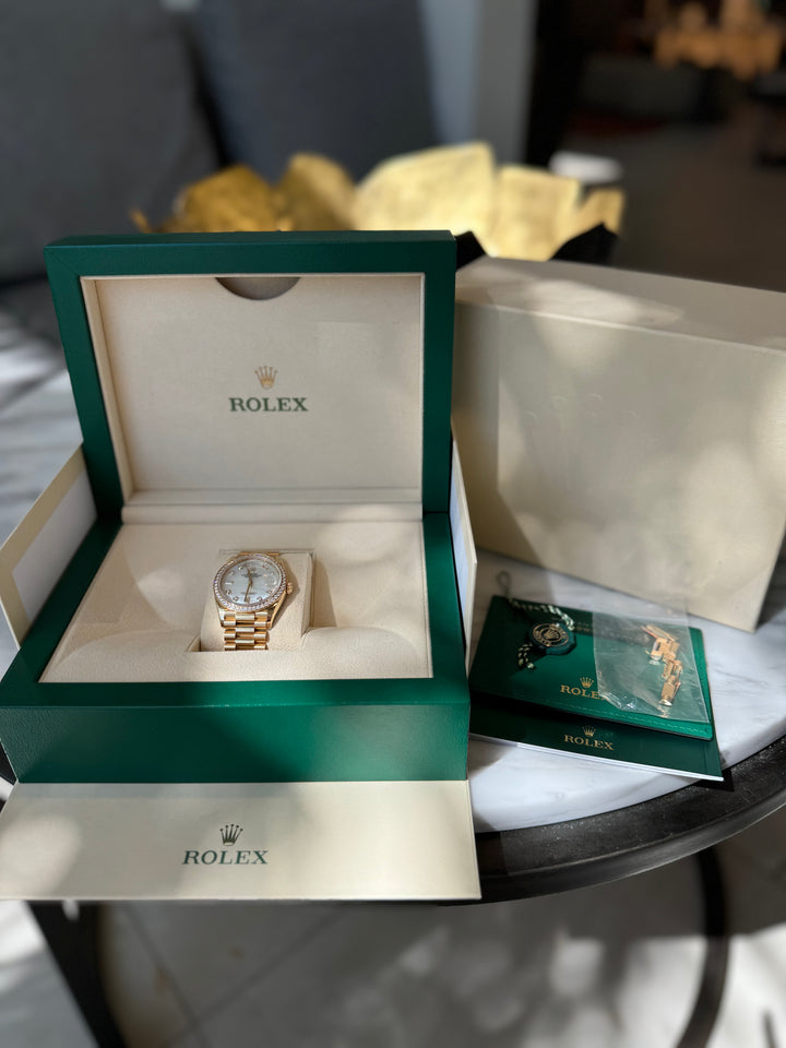 Rolex Day-Date 36mm Yellow Gold MOP Diamond Watch