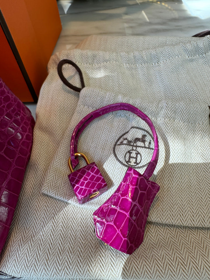Hermes 2021 Rose Scheherazade Shiny Niloticus Crocodile Birkin 25