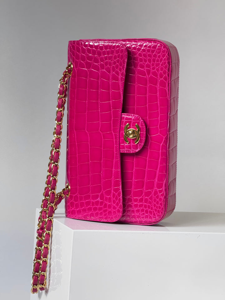 Chanel Fuchsia Alligator Medium Classic Flap Bag