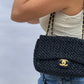Chanel 18C Black Ancient Greece Raffia Crochet Flap Bag