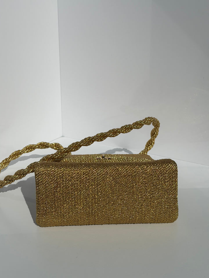 Chanel RARE Vintage Gold Silk Rope Shoulder Bag