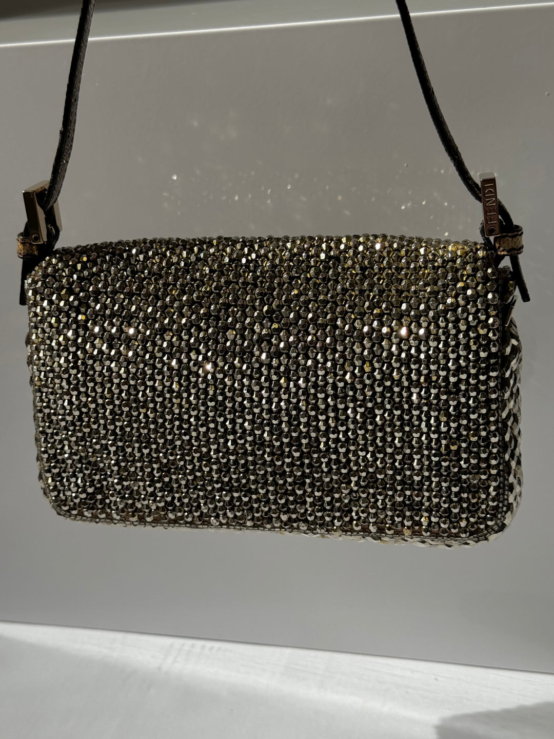 Fendi Mini Karung Trimmed Embellished Baguette