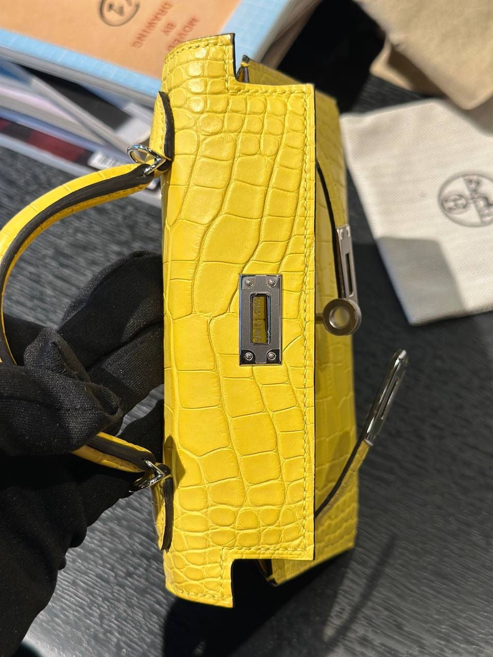Hermès Mini Kelly 20 Alligator Mimosa Palladium Hardware – Its A