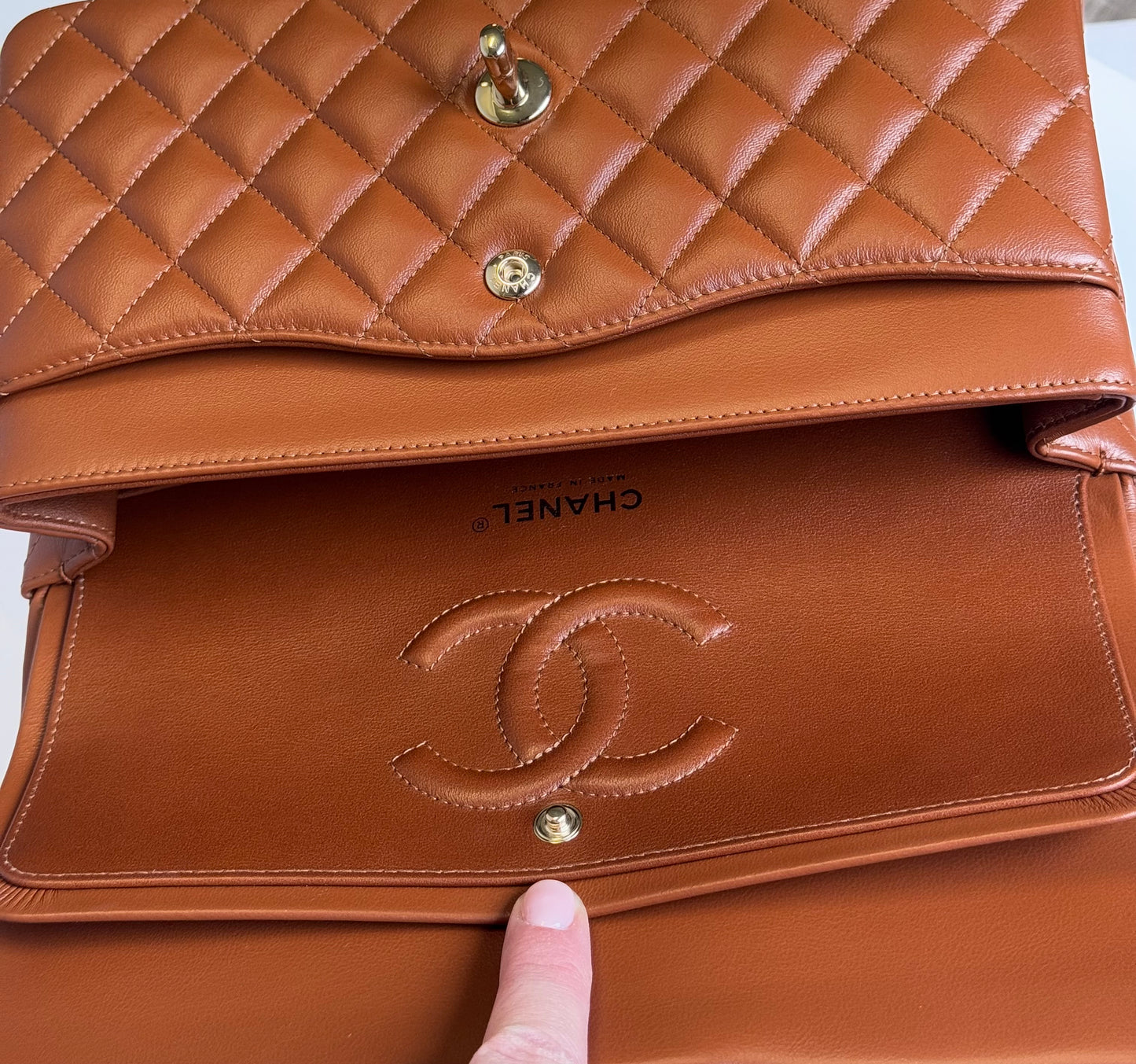 Chanel 21P Caramel Medium Lambskin Flap Bag