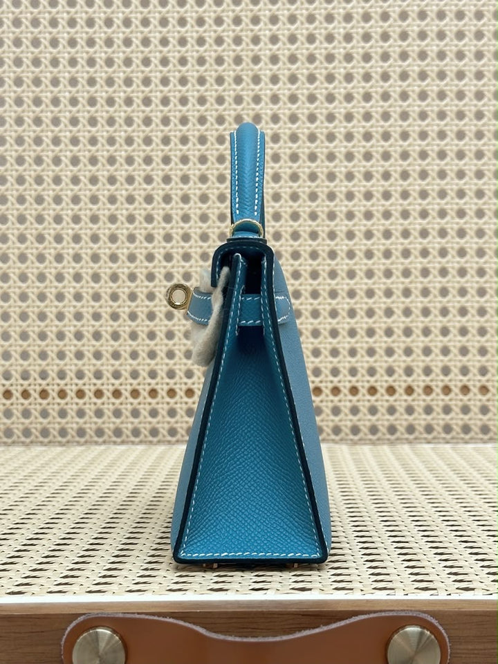 Hermès Mini Kelly Sellier 20 New Blue Jean Epsom Gold Hardware 2026