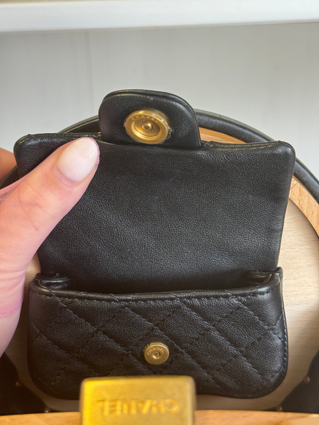 Chanel 2022 Round Beech Wood Vanity Case