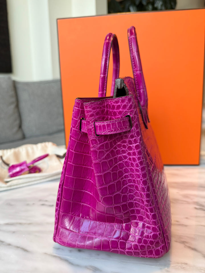 Hermes 2021 Rose Scheherazade Shiny Niloticus Crocodile Birkin 25