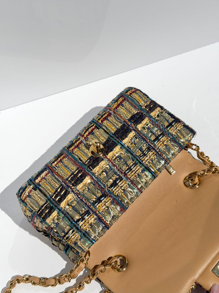 Chanel 19A Egyptian Mini Rectangular Flap Multicolor Tweed with Gold Hardware 2019