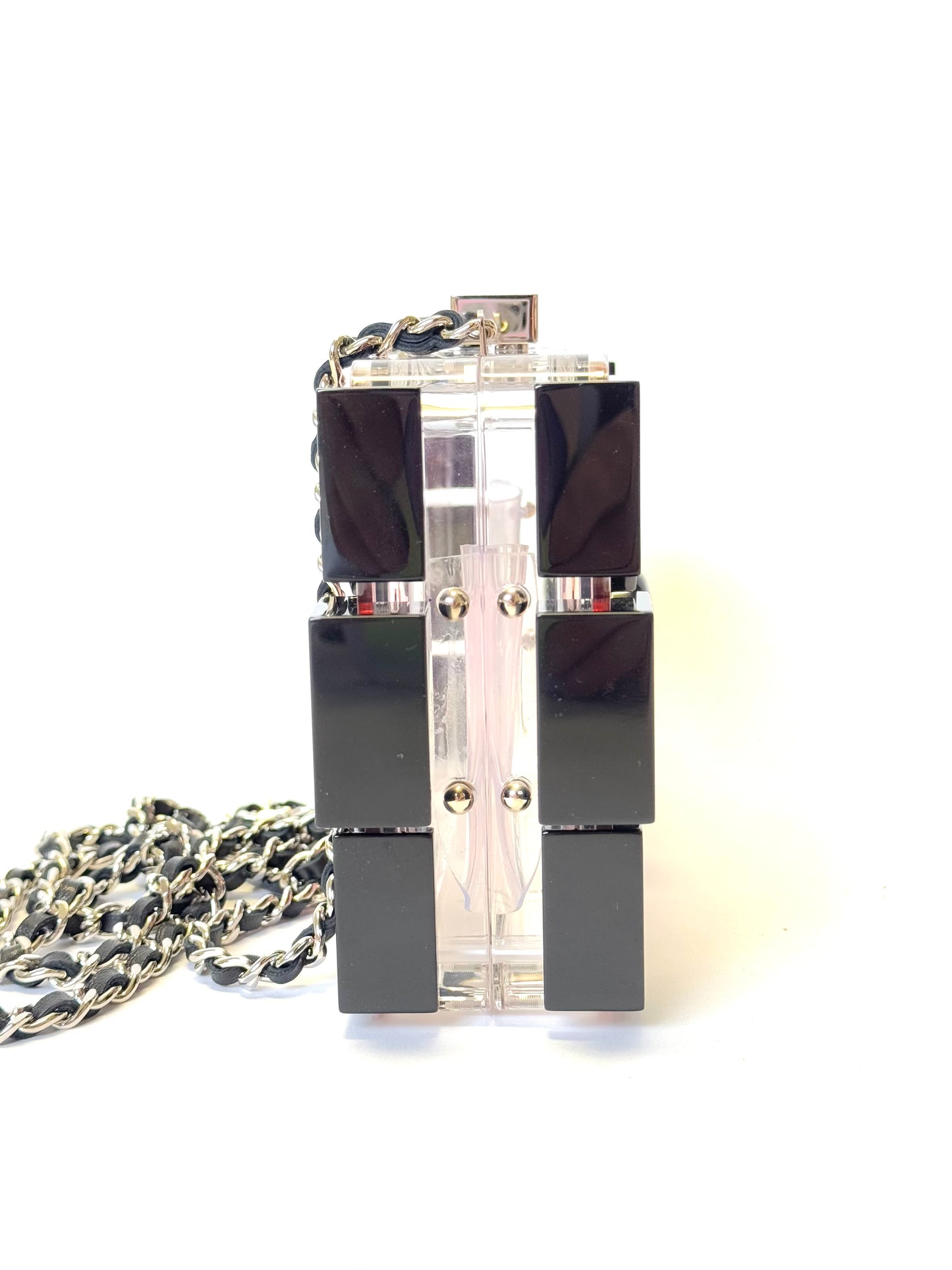 Chanel Plexiglass Pink Barcode Lego Minaudiere