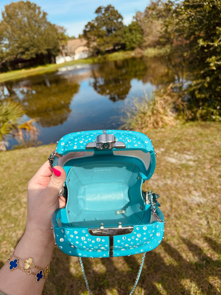 Chanel Blue Ski Gondola Swarovski Minaudiere