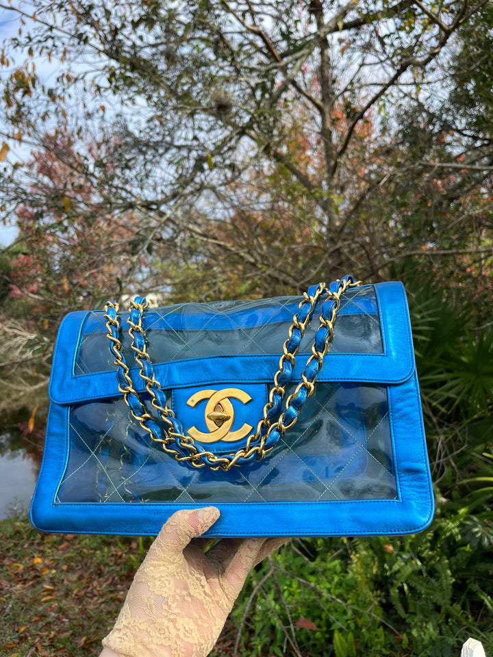Chanel Iridescent PVC Maxi Lambskin Flap Bag