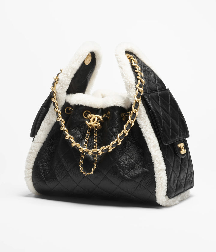 Chanel 25 Crumpled Shearling Sheepskin Small Hobo Bag