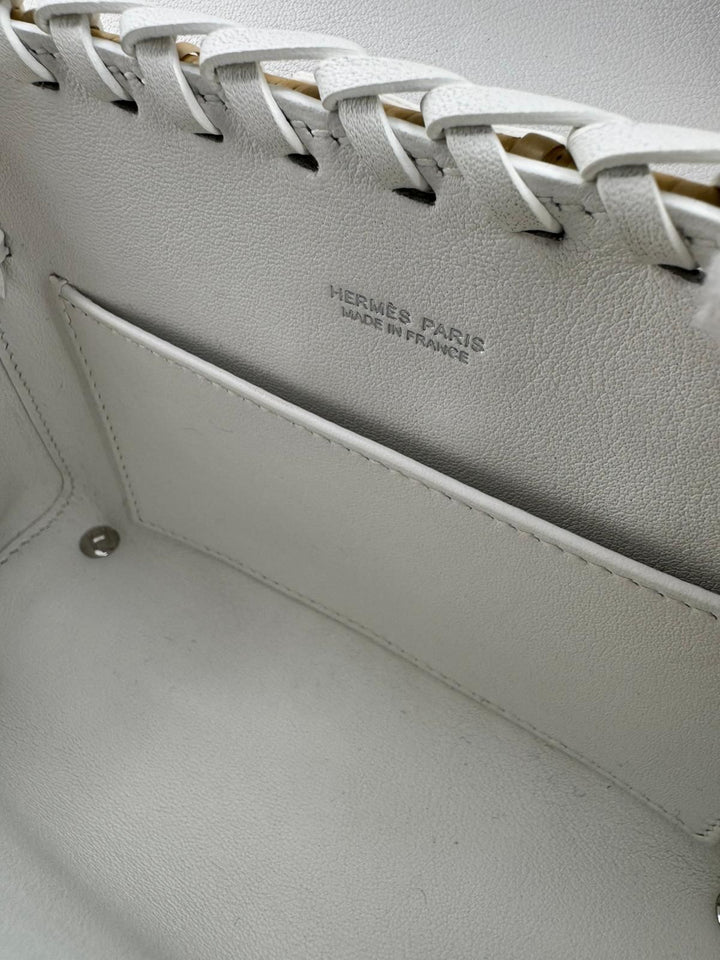 Hermès Mini Kelly Picnic Wicker New White Palladium Hardware 2023