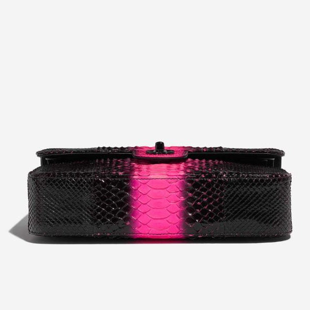 Chanel Medium Classic Double Flap Python Black/Pink Black Hardware 2017