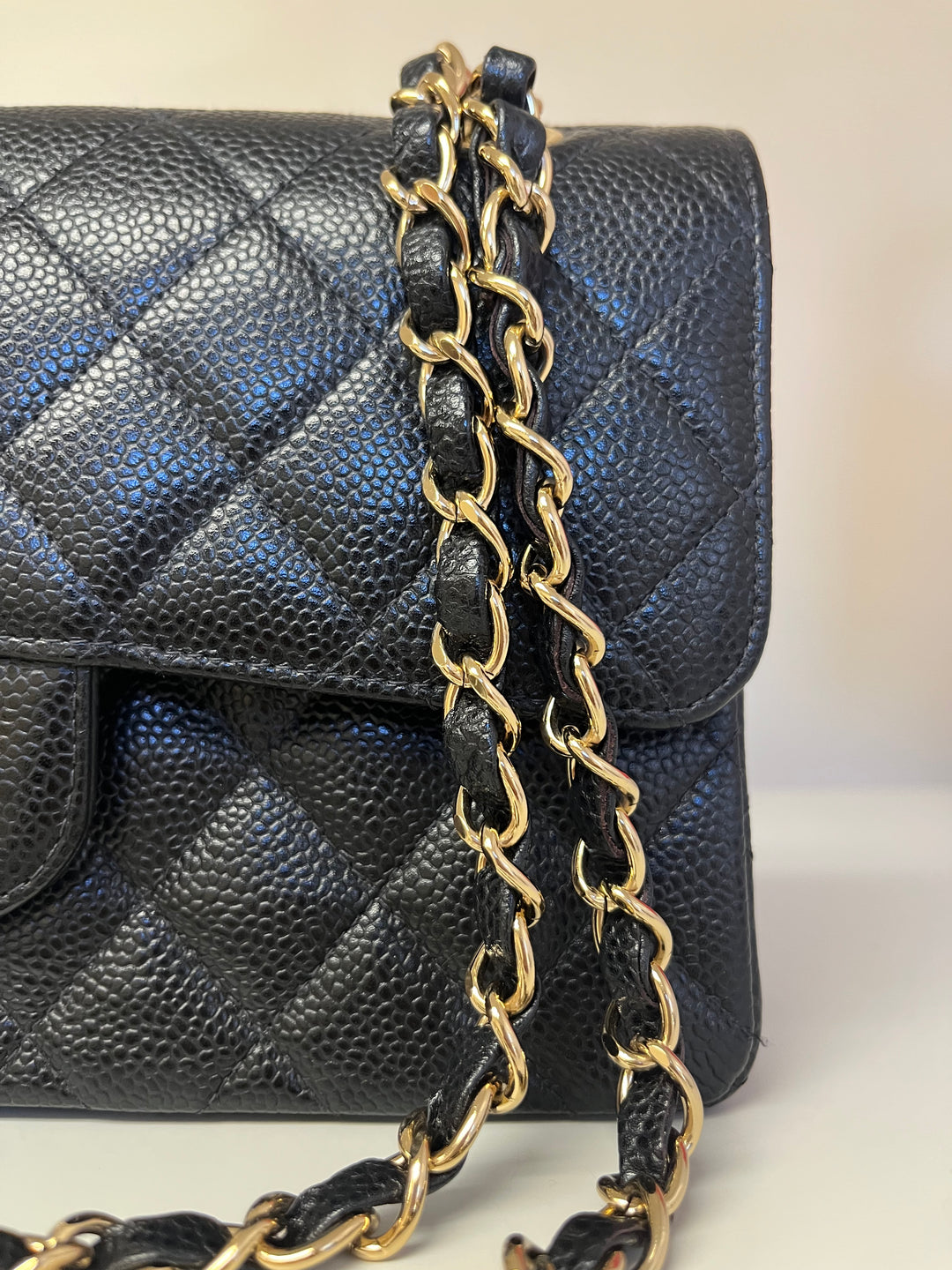 Chanel 7 Series Black Small Vintage Caviar Classic Flap Bag