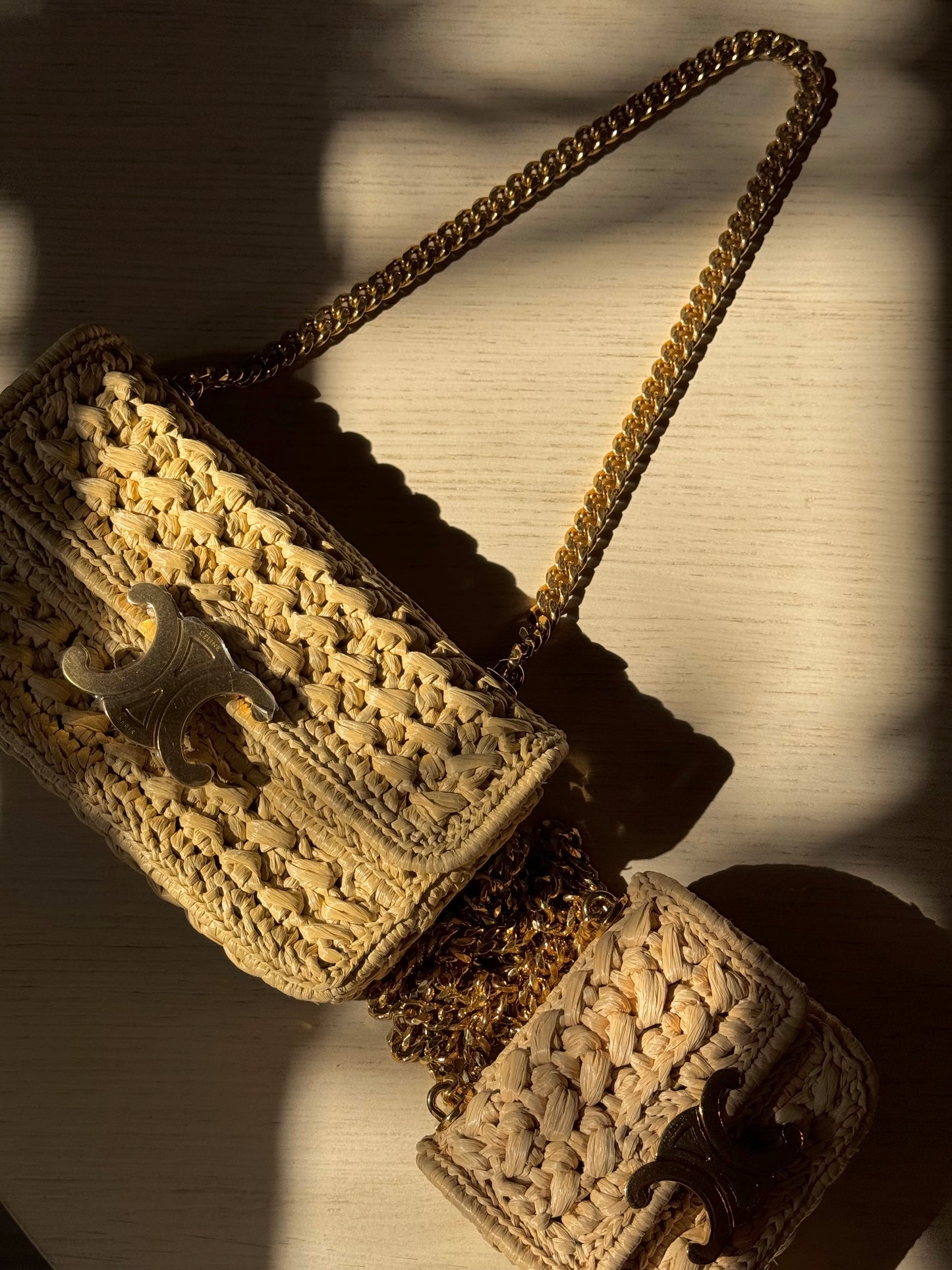 Celine 2023 Raffia Chain Shoulder Bag