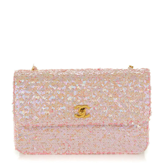 Chanel 1992 Medium Pink Sequin Flap Bag