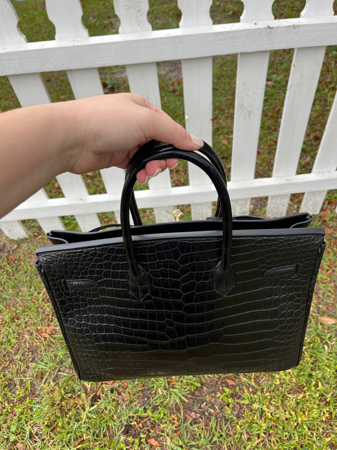 Hermes Black Matte Croc Birkin 35 GHW