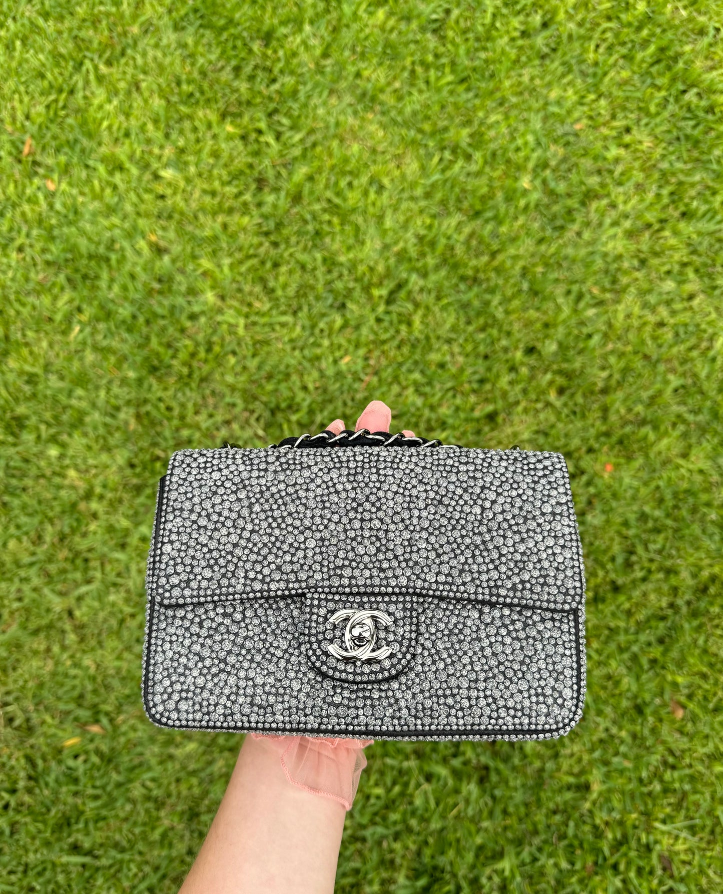 Chanel 2014 Grey Crystal Mini Flap