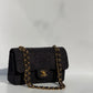 Chanel 1997 Small 24K Black Camellia Classic Flap Bag