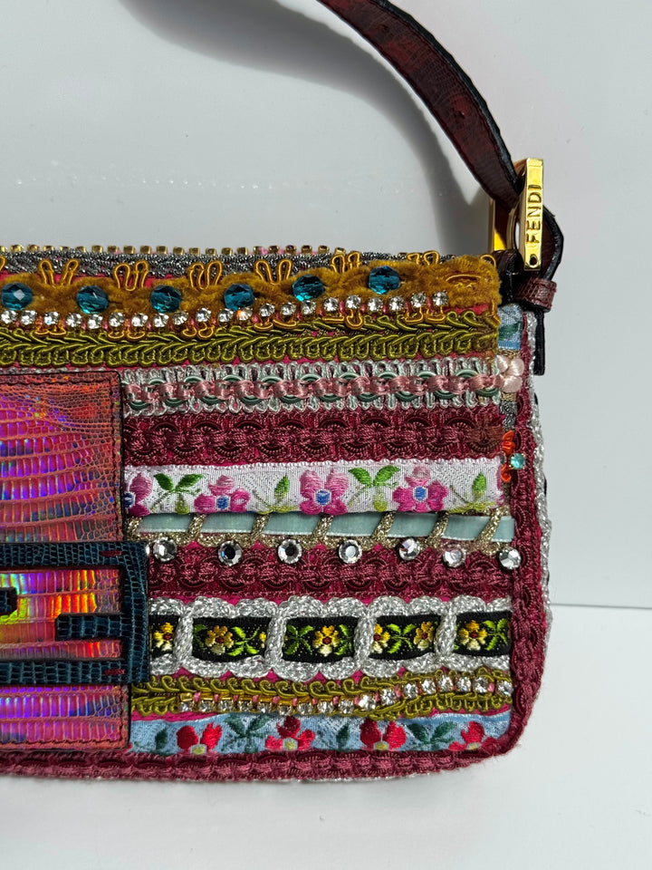 Fendi RARE Embellished Mixed Media Baguette