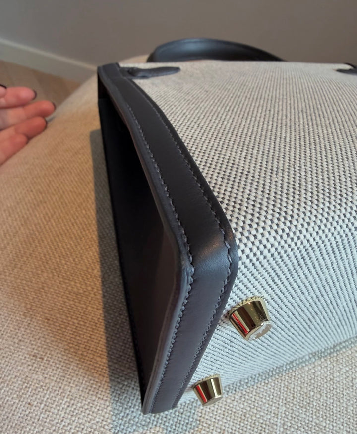 Hermès Limited Edition Ardoise Swift and Ecru Toile Kelly 25 Sellier Gold Hardware 2025