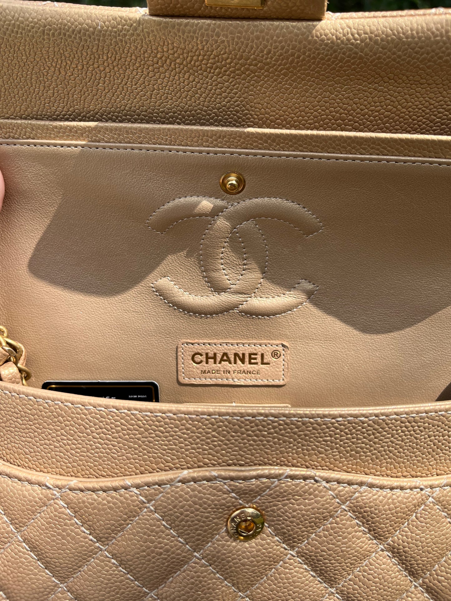 Chanel Gold Metallic Medium Caviar Double Flap Bag