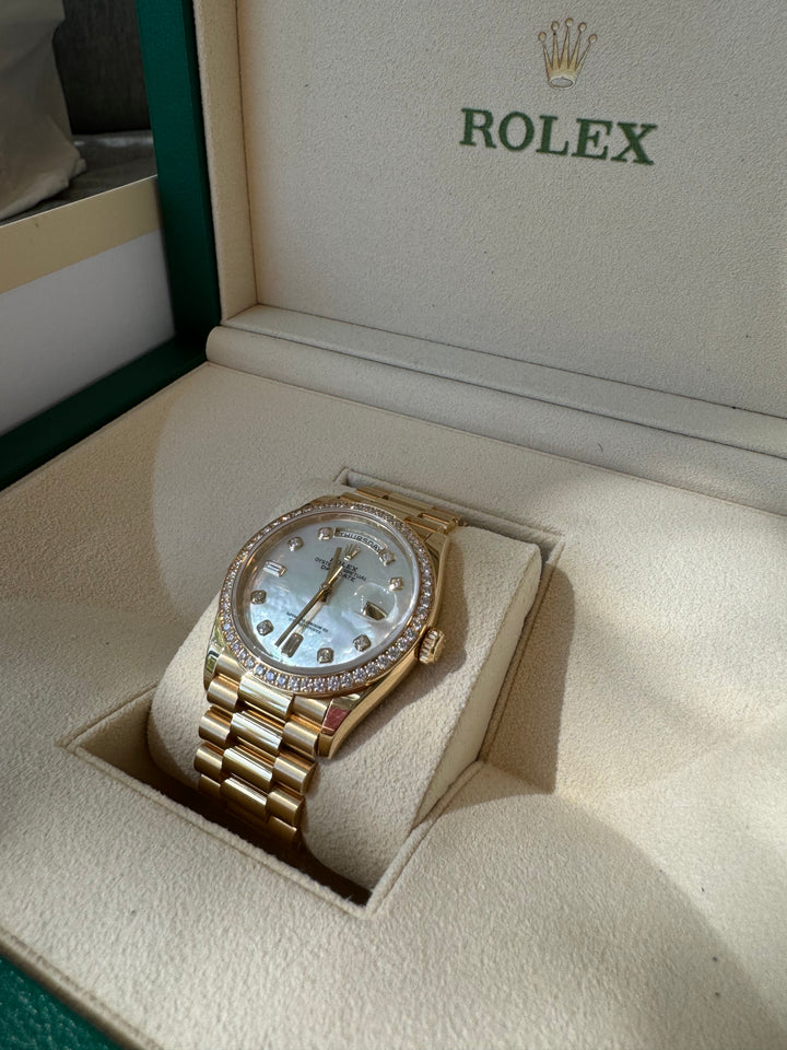 Rolex Day-Date 36mm Yellow Gold MOP Diamond Watch