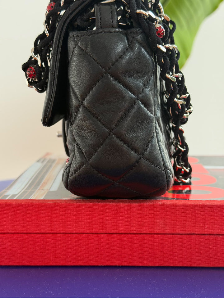 Chanel Mini Ladybug Flap Black Lambskin Silver Hardware 2011