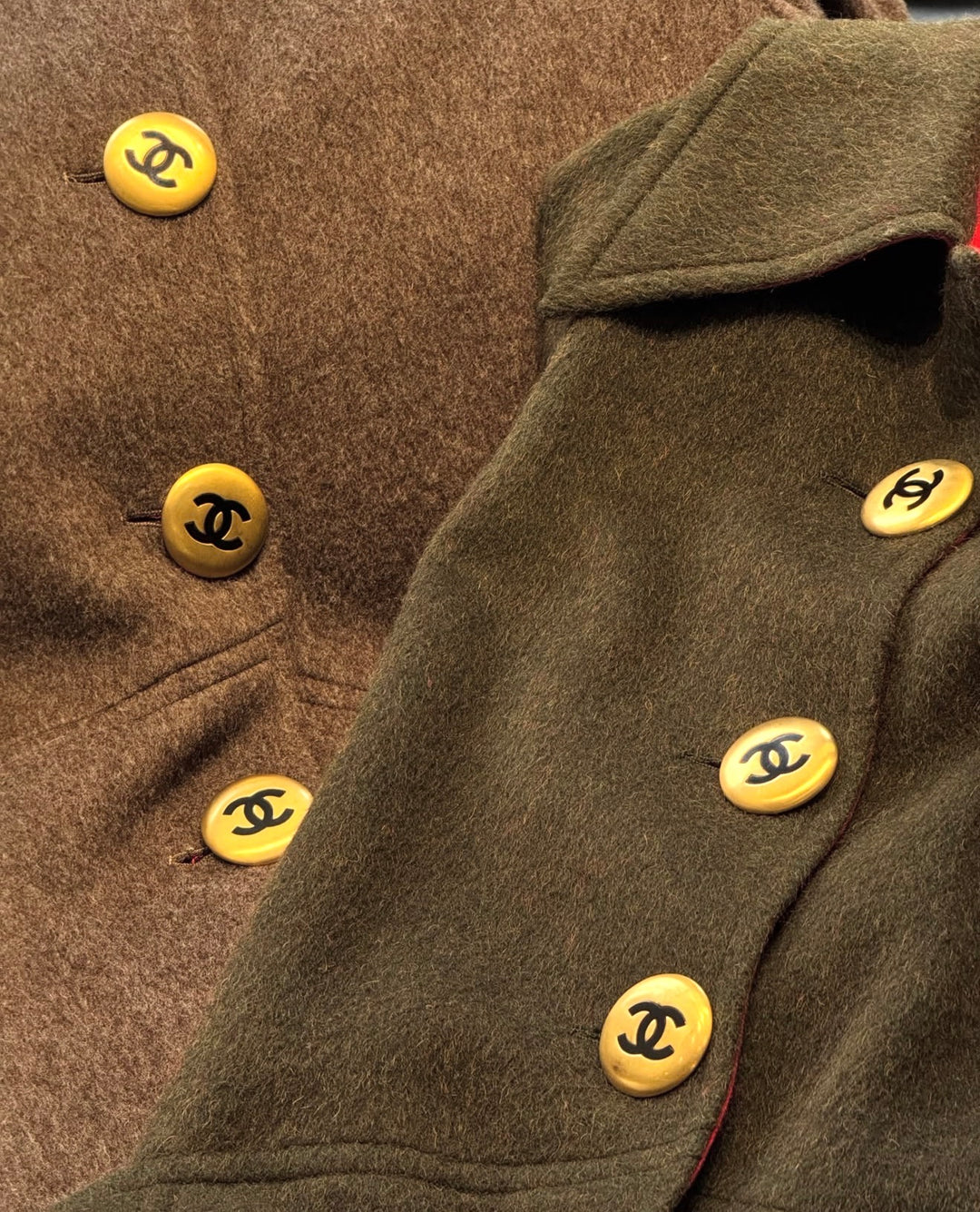 Chanel CC Military Brown Wool Runway Coat 1992