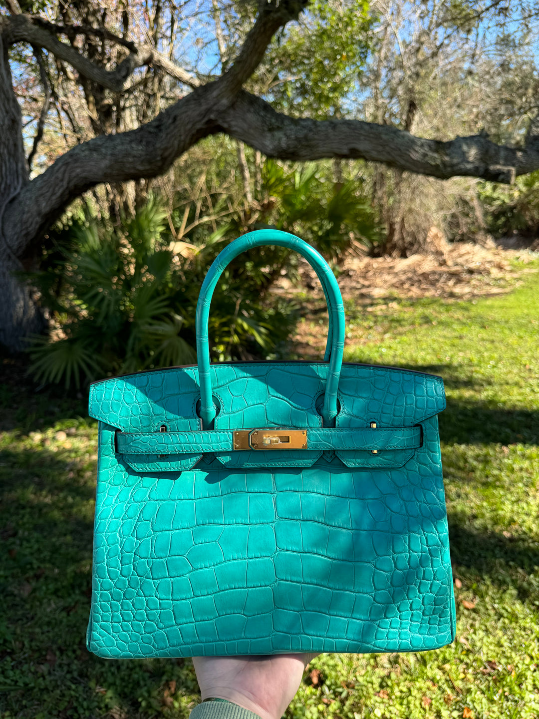 Hermes Matte Croc Blue Paon Birkin 30