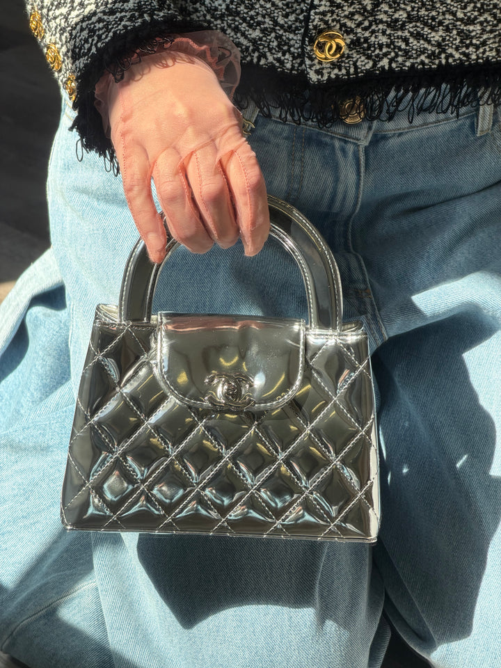 Chanel Nano Kelly Shopper Silver Mirror Calfskin Silver Tone Hardware 2026