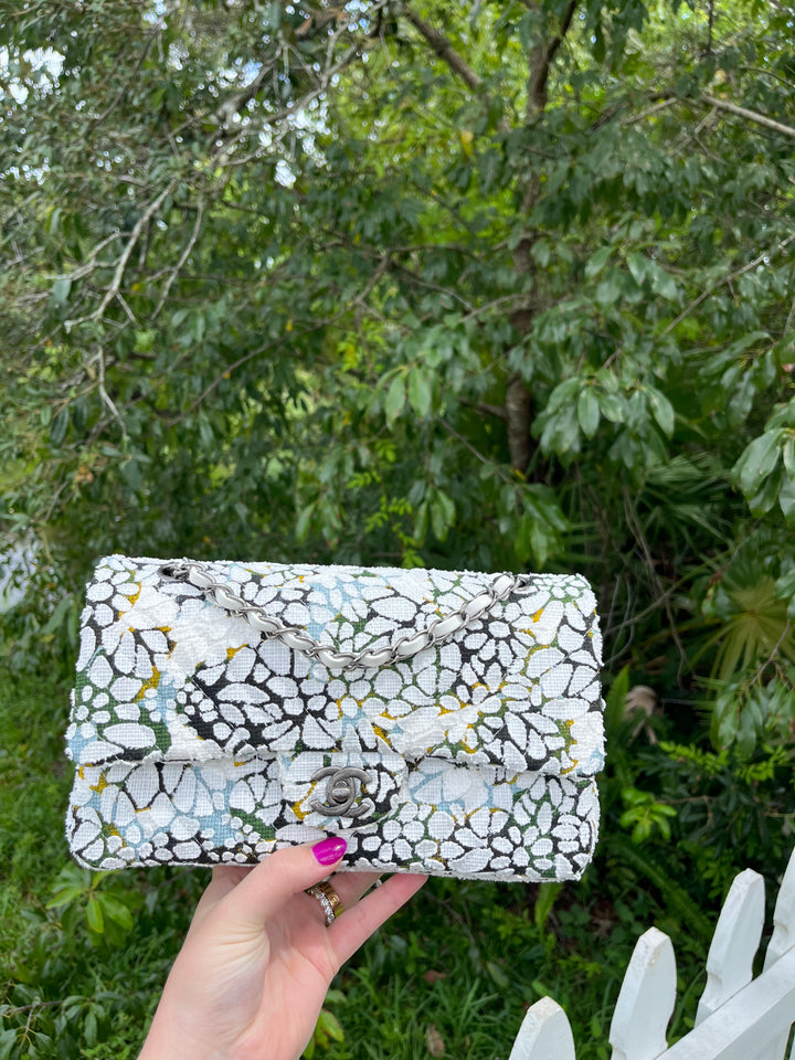 Chanel Floral Medium Tweed Classic Flap