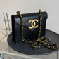 Chanel 1991 Black Lizard CC Envelope Flap Bag