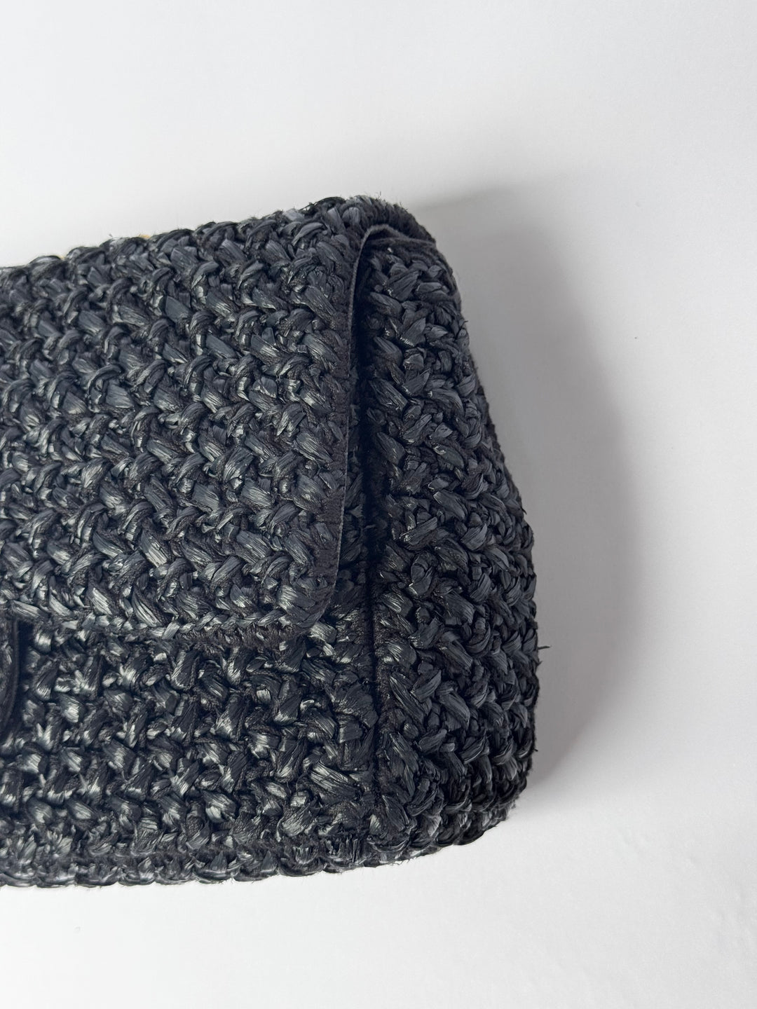 Chanel 18C Black Ancient Greece Raffia Crochet Flap Bag