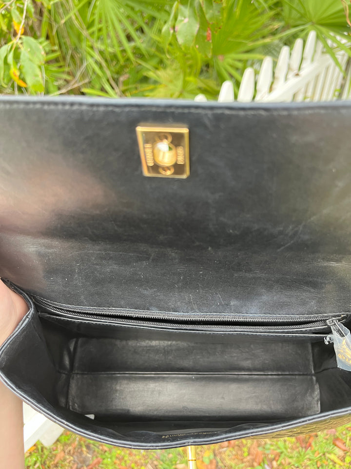 Chanel Vintage Large Crocodile Top Handle Flap Bag