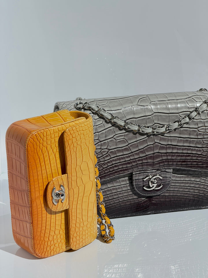 Chanel Jumbo Flap Grey & Black Ombre Alligator Silver Hardware 2015
