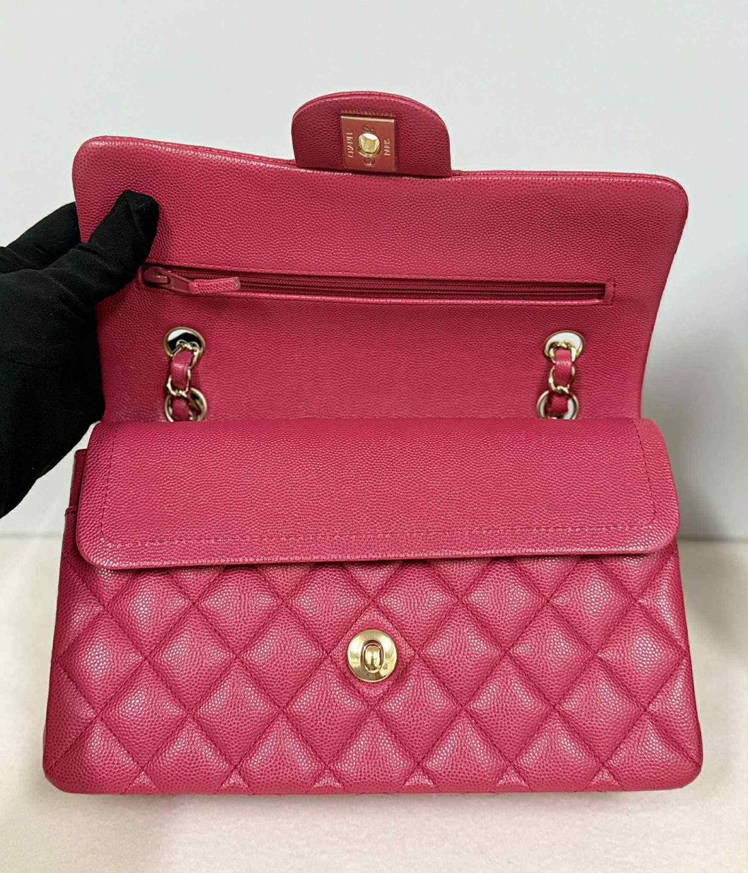 Chanel Dark Pink Small Caviar Classic Flap