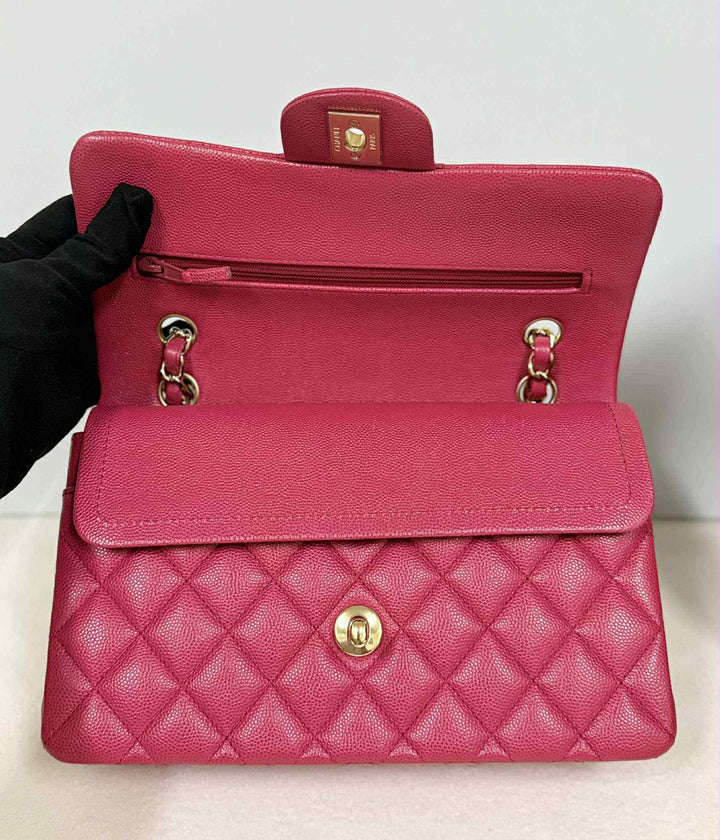Chanel Dark Pink Small Caviar Classic Flap